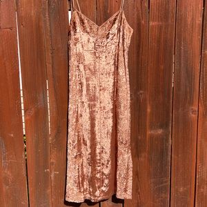Anthropologie rust velvet slip dress